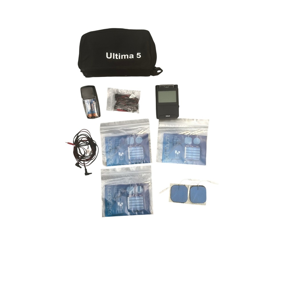 Ultima 5 Pain Relief TENS Unit Soft Touch Pads Accessories Carry‎ Case